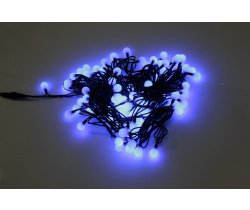 LED-PLR-100-15M-240V-B/BL  100 LED цвет синий, белые матовые шарики D2,5см, 15m, черный кауч.провод,