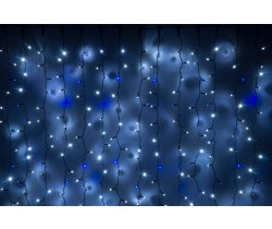 LED- PLS-3720-240V-2*3М-W/BL-F(Blue) белые светодиоды/черный провод, синий Flash, Занавес Neo-Neon
