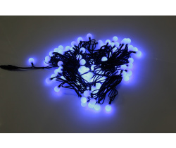 LED-PLR-100-15M-240V-B/BL  100 LED цвет синий, белые матовые шарики D2,5см, 15m, черный кауч.провод,