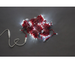 LED-PLR-200-20M-240V-W/RED Wire-S LED гирлянда фиксинг 20м IP65 240V белые LED/провод каучук красный