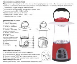 KN-6020RDL  LED фонарь радио, 20LED, 4часа