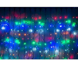 LED- PLRS-1920-240V-2*1,5М-М/BL мульти светодиоды/черный каучуковый провод. Занавес 2*1,5м. Neo-Neon
