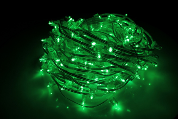 NEW!!! LED-LP-200-30M-12V-G-F(G) Гирлянда клип-лайт зелеые LED/Flash, 30м, колпачок, транс. Neo-Neon фото 1