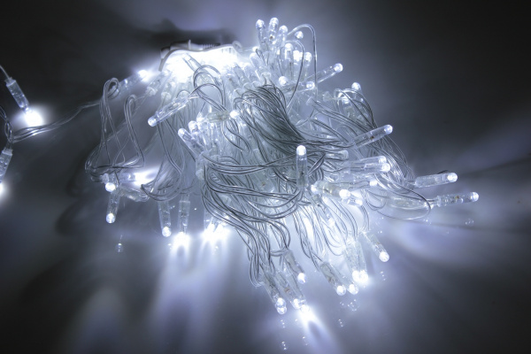 LED-PLS-100-10M-240V-W/C-W/O, белая/прозр. провод, соединяемая (без силового шнура) С КОЛПАЧКОМ фото 2