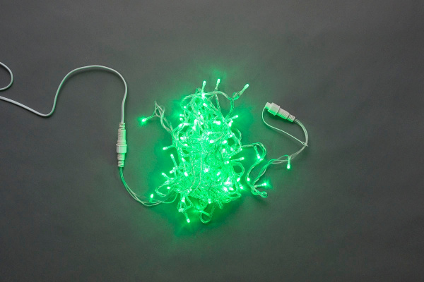 LED-PLS-200-20M-240V-G/C-F(G), зеленая/прозрачный провод/ зеленый FLASH 20, IP-54, соединяемая фото 1