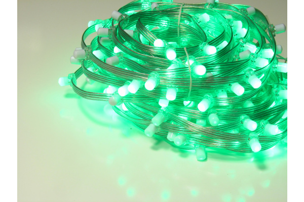 LED-CMLP-4W-15СМ-200-12V-G Гирлянда клип-лайт зеленые LED/чейзинг, 30м, колпачок, транс. Neo-Neon фото 2