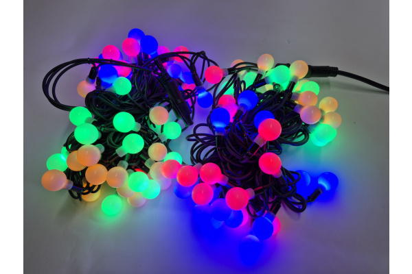 LED-PLR-100-15M-25MM-240V-Multy/BL-WO  LED гирлянда 15м, 240V, IP65, мульти LED/Матовый Шарик 2,5см фото 2