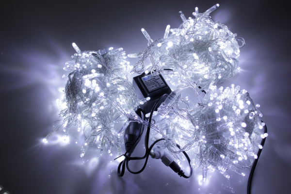 LED-PLS-200*3-20M-24V-W/C-F(W) Flash Гирлянда Спайдер 3*20м 24V/60W белые LED/прозрачный провод/колп фото 1