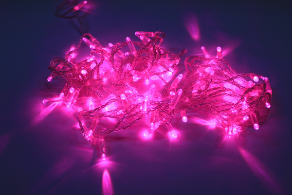 LED-PLS-100-10M-24V-P/C-W/O, PINK (розовая)/прозр.пров соед (без сил.шнура) С КОЛПАЧКОМ фото 1