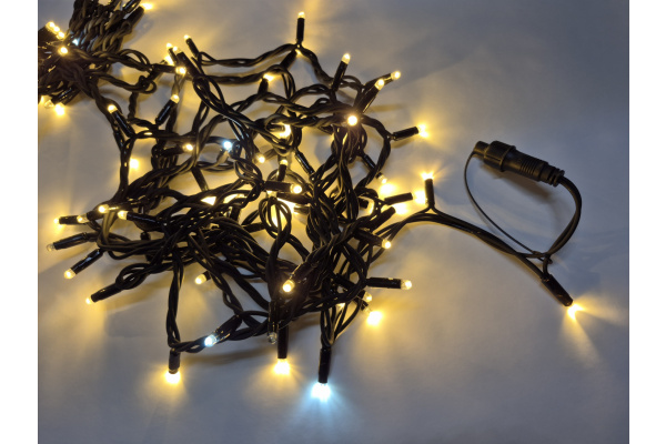 LED-PLR-100-10M-240V-WW/BL-F(W)-W/O Flash LED гирлянда 10м, IP65, 240V, белые теплые LED/белый Flash фото 2