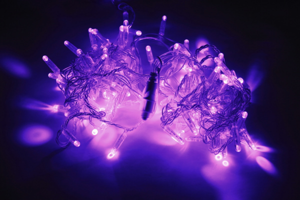 LED-PLS-100-10M-240V-L/C-W/O, сиреневый/прозр. провод, соед (без сил шнура) С КОЛПАЧКОМ  фото 1