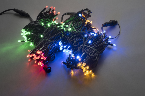 LED-PLR-200-20M-240V-M/BL Светодиодная гирлянда фиксинг 20м, IP65, 240V, мульти LED/провод каучук  фото 2