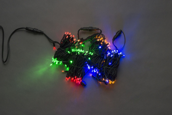LED-PLR-200-20M-240V-M/BL Светодиодная гирлянда фиксинг 20м, IP65, 240V, мульти LED/провод каучук  фото 1