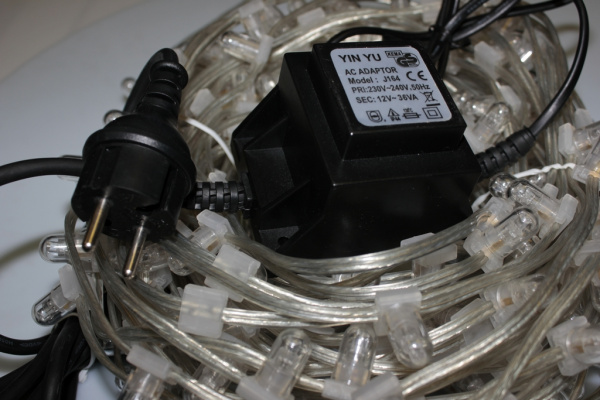 NEW!!! LED-LP-200-30M-12V-B-F(B)  Гирлянда клип-лайт синие LED/Flash, 30м, колпачок, транс. Neo-Neon фото 2