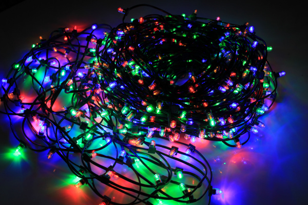 LED-LP-15CM-100M-12V-M/DG Гирлянда клип-лайт мульти LED c КОЛПАЧКОМ, темно-зеленый провод. Neo-Neon фото 1
