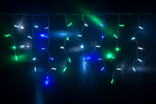 LED-RPLR-160-4.8M-240V-M(G/W/B)/BL W/O мульти LED/провод черный каучук. Уличная LED гирлянда бахрома фото 1