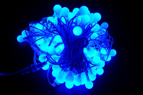 LED-PLR-100-15M-240V-B/WH  Светодиодная гирлянда 15м, 240V, IP65, синие LED/Матовый Шарик 2,5см фото 1
