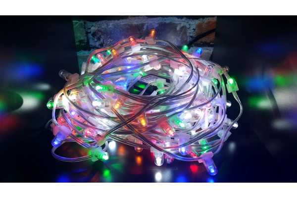 NEW LED-LP-15-100M-12V-M-F(W) Гирлянда клип-лайт мульти LED/6-й Flash белый, насадка--колпачок фото 2