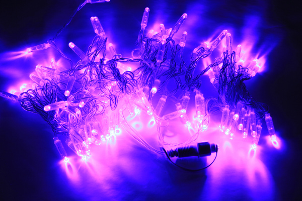 LED-PLS-100-10M-240V-V/C-W/O, фиолетовый/прозр. провод, соед (без сил шнура) С КОЛПАЧКОМ  фото 1