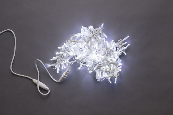 LED-PLR-240-14M-240V/W-S-WH Светодиодная гирлянда фиксинг 14м, IP65, 240V, синие LED/провод каучук фото 1