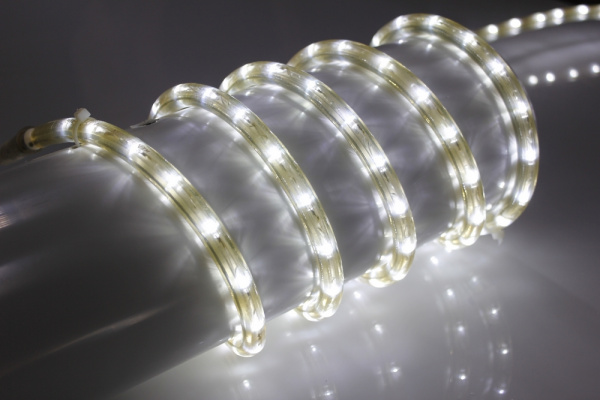 LED-DL-2W-90M-2,77-2M-220V-W  Светодиодная гирлянда дюралайт, фиксинг, белый матовый, D13мм, 36LED/м фото 1