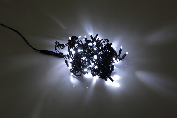 LED-PLS-100-10M-240V-W/BL-F-W/O, Белый/белый флэш на черн.пр. соед.(без силового шнура) С КОЛПАЧКОМ фото 1