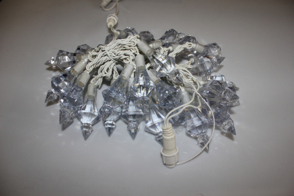 LED-PL-G13-40-4M-240V-WW/W Светодиодная гирлянда, 4м, 240V, белые теплые LED/насадка Кристалл 9х4см фото 4
