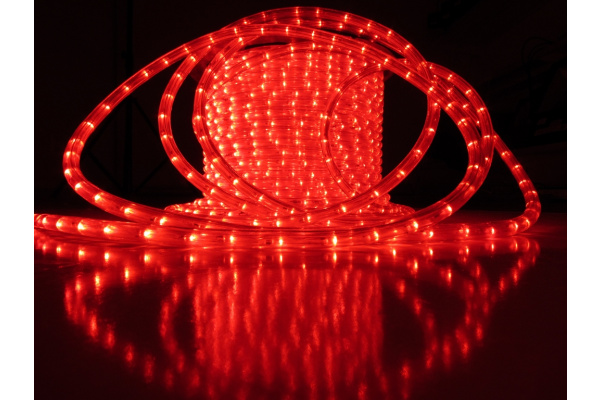 LED-DL-2W-100M-240V-2M-RED Светодиодная гирлянда дюралайт, фиксинг, красный, D13мм, 36LED/метр, IP65 фото 1
