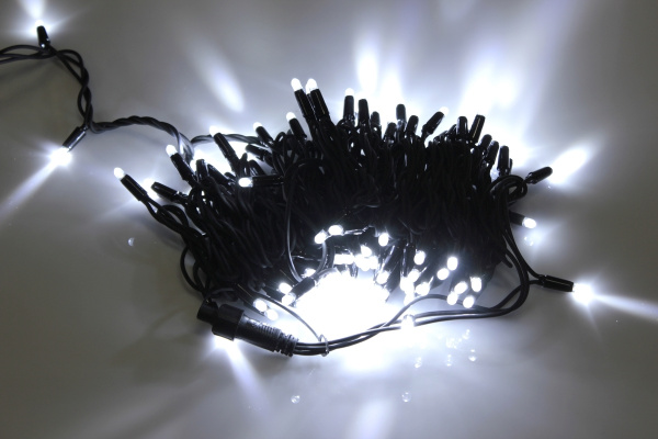 LED-PLR-200-20M-240V-W/BL-W/O Светодиодная гирлянда фиксинг 20м, IP65, 240V, белые LED/провод каучук фото 2