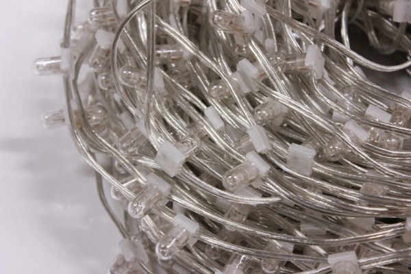LED-LP-15-100M-12V-W/CL-F(W) С КОЛПАЧКОМ, Гирлянда клип-лайт белые LED/белый Flash. Neo-Neon фото 4