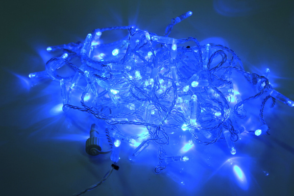 LED-PLS-192-20M-24V-B/C-W/O, синий/прозрачный провод, соед. (без шнура) С КОЛПАЧКОМ (Нов конн) фото 1