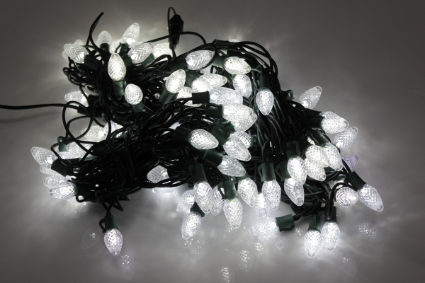 LED-PL-C7-8-G-220V-18-W Светодиодная гирлянда 20м, 240V, белые LED/насадка Шишки 3,5х2см. Neo-Neon фото 2