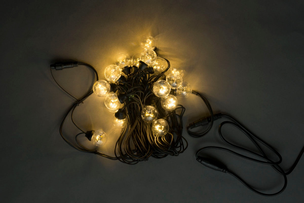 LED-2BLR-2835-50CM-10M-240V-WW/BL Гирлянда Белт-лайт 10м, IP65, 20 белых теплых ламп/черный провод фото 1