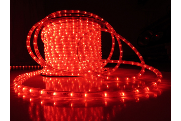 LED-DL(H)-3W-ф13-2.77-100M-240V Светодиодная гирлянда дюралайт чейзинг, красный, D13мм, 36LED/метр,  фото 2