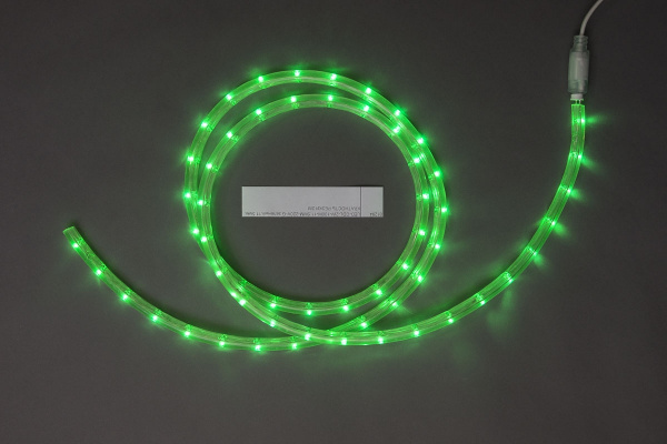 LED-СDL-2W-100M-11.5MM-220V-G Светодиодная гирлянда дюралайт, фиксинг, зеленые светодиоды, D11,5мм,  фото 1