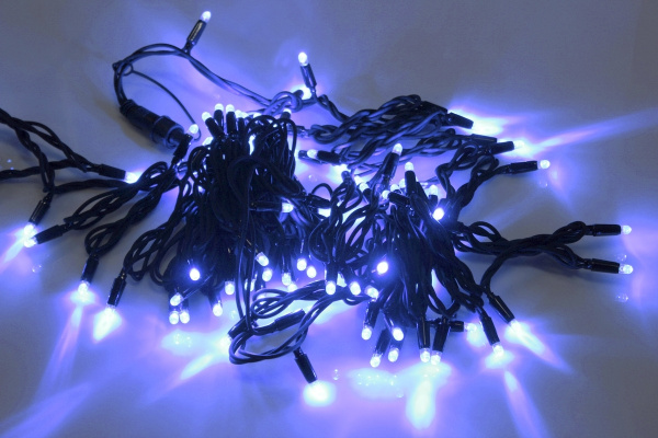 LED-PLR-100-10M-24V-B/BL-W/O, синяя/черный провод, соединяемая (без силового шнура) 24Вольта фото 2