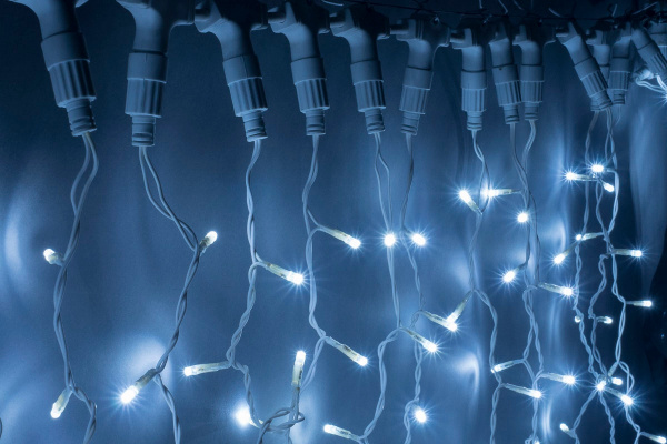 LED-XP-1925-1,5M-230V-С (белые светодиоды/белый провод). Занавес с контроллером 2*1,5м. Flesi фото 2
