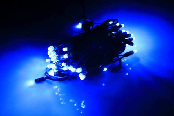 LED-PLR-160-16M-240V-B/BG Светодиодная гирлянда фиксинг 16м, IP65, 240V,, синие LED/провод каучук фото 1