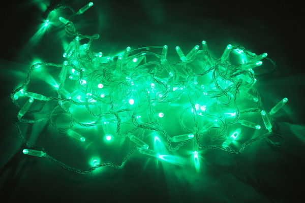 LED-PLS-100-10M-24V-LG/C-W/O, светло-зеленый/прозр.пров соед (без сил.шнура) С КОЛПАЧКОМ  фото 1