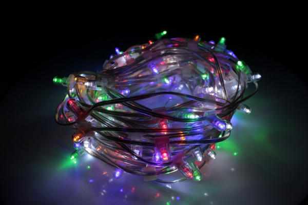 NEW!!! LED-LP-200-30M-12V-M-F(W)  Гирлянда клип-лайт мульти LED/белый Flash, 30м, колпачок, транс.  фото 2