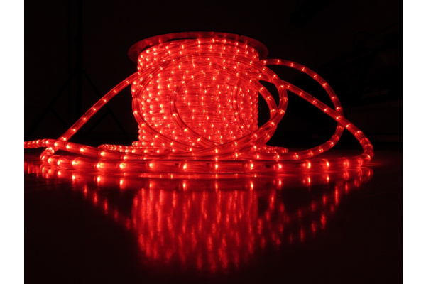 LED-DL-2W-100M-240V-1M-RED Светодиодная гирлянда дюралайт, фиксинг, красный, D13мм, 36LED/метр, IP65 фото 1