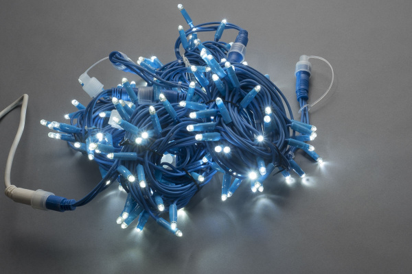 LED-PLR-200-20M-240V-W/BLUE Wire-S LED гирлянда фиксинг 20м IP65 240V, белые LED/провод каучук синий фото 2