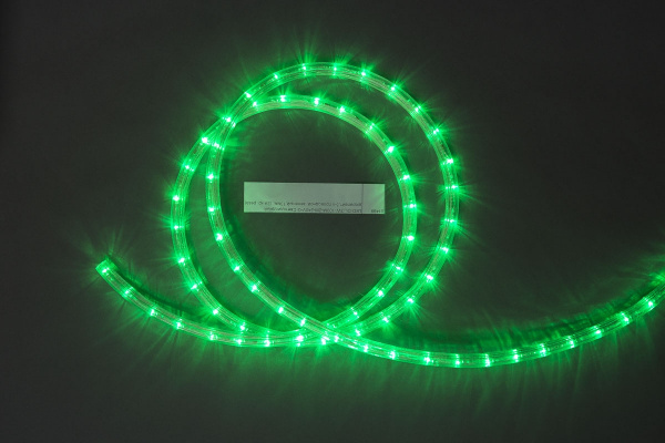 LED-DL-3W-100M-2M-240V-G Светодиодная гирлянда дюралайт чейзинг, зеленый, D13мм, 36LED/метр,  IP65,  фото 1