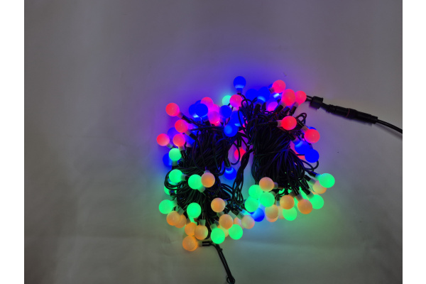 LED-PLR-100-15M-25MM-240V-Multy/BL-WO  LED гирлянда 15м, 240V, IP65, мульти LED/Матовый Шарик 2,5см фото 1