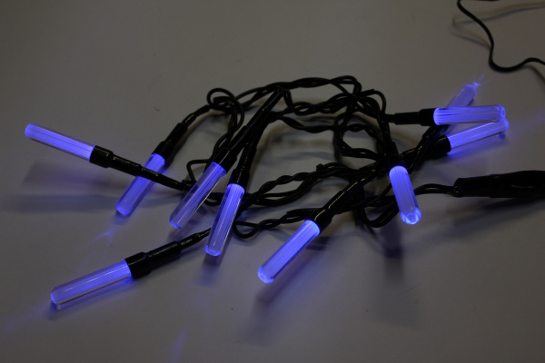 LED-LINE-10-AC-LI-O/GP-24V-B Светодиодная гирлянда 1м, 24V, IP44, синие LED/насадка Капсула 5,5*1см фото 1