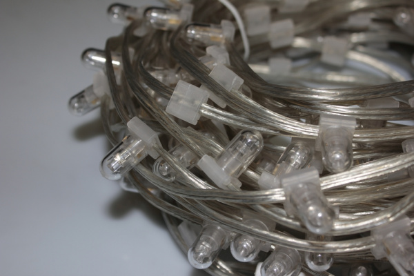 NEW LED-LP-15-100M-12V-WW-F(W) Гирлянда клип-лайт белые теплые LED/6-йFlash белый, насадка--колпачок фото 3