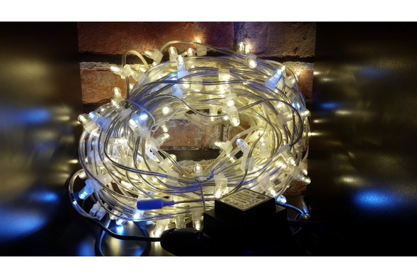 NEW!!! LED-LP-200-30M-12V-WW-F(W) Гирлянда клип-лайт белые LED/Flash, 30м, колпачок, транс. Neo-Neon фото 2