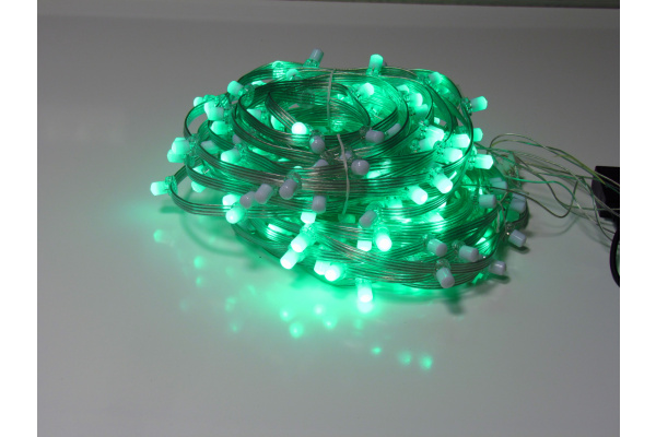 LED-CMLP-4W-15СМ-200-12V-G Гирлянда клип-лайт зеленые LED/чейзинг, 30м, колпачок, транс. Neo-Neon фото 3