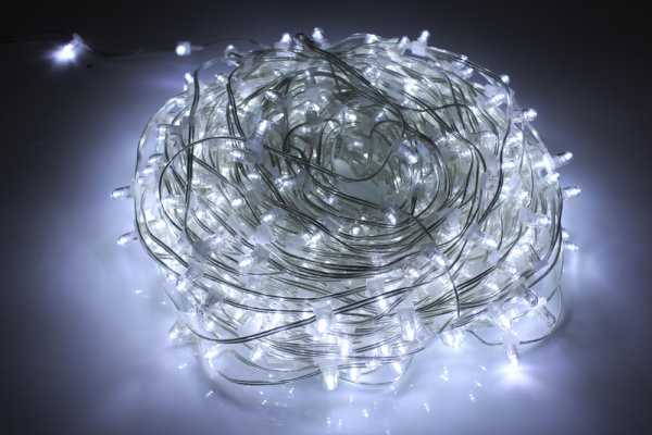 LED-LP-15-100M-12V-W/CL-F(W) С КОЛПАЧКОМ, Гирлянда клип-лайт белые LED/белый Flash. Neo-Neon фото 2