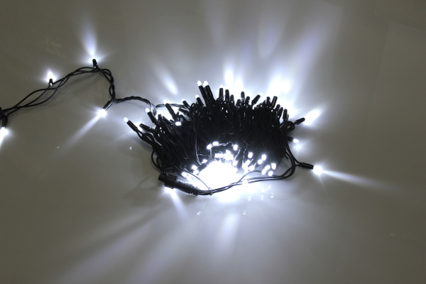 LED-PLR-100-10M-240V-W/BL-W/O Светодиодная гирлянда фиксинг 10м, IP65, 240V, белые LED/провод каучук фото 1